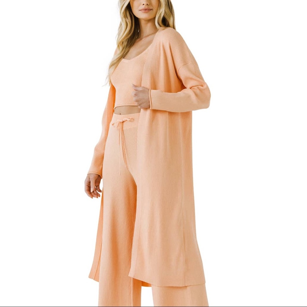 ENDLESS ROSE Cozy Long Rib Cardigan in coral